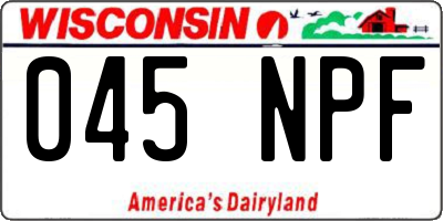 WI license plate 045NPF