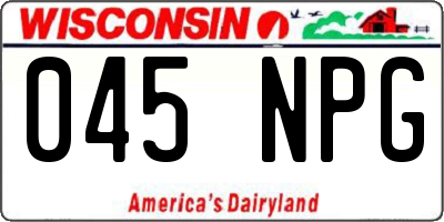 WI license plate 045NPG
