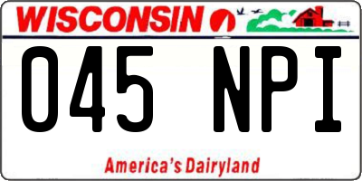 WI license plate 045NPI