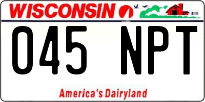 WI license plate 045NPT