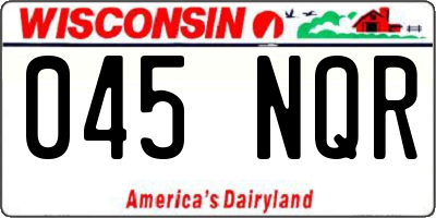 WI license plate 045NQR