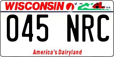 WI license plate 045NRC