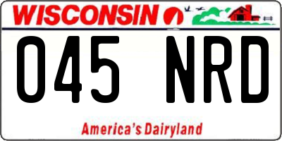 WI license plate 045NRD