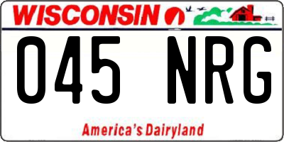 WI license plate 045NRG