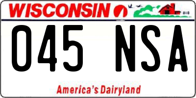 WI license plate 045NSA