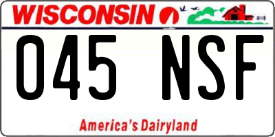 WI license plate 045NSF