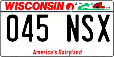 WI license plate 045NSX