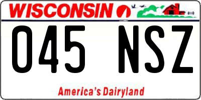 WI license plate 045NSZ