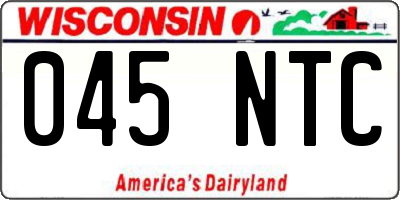WI license plate 045NTC