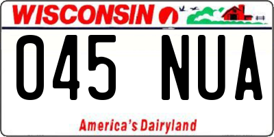 WI license plate 045NUA