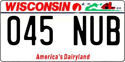 WI license plate 045NUB