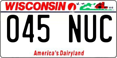 WI license plate 045NUC