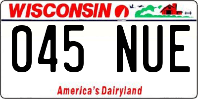 WI license plate 045NUE