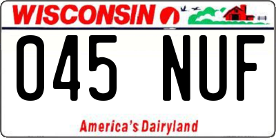 WI license plate 045NUF