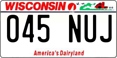 WI license plate 045NUJ