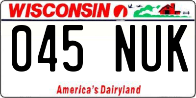 WI license plate 045NUK