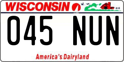 WI license plate 045NUN