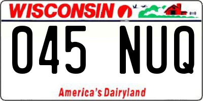 WI license plate 045NUQ