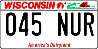 WI license plate 045NUR