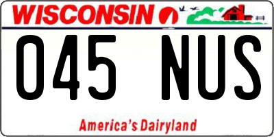 WI license plate 045NUS