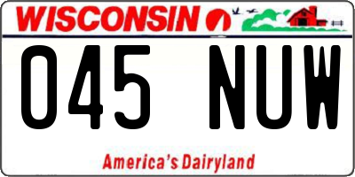 WI license plate 045NUW