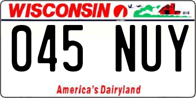 WI license plate 045NUY
