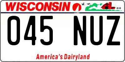 WI license plate 045NUZ