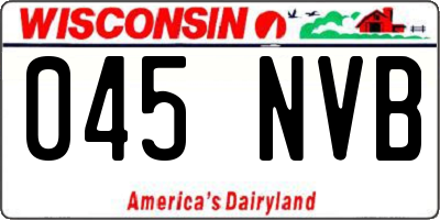 WI license plate 045NVB