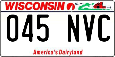 WI license plate 045NVC