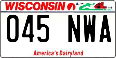 WI license plate 045NWA