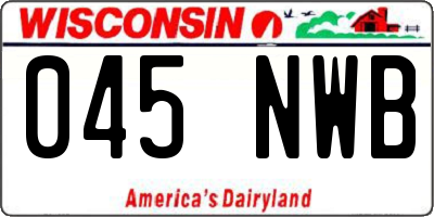 WI license plate 045NWB