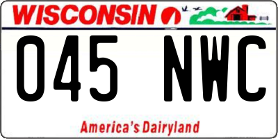 WI license plate 045NWC