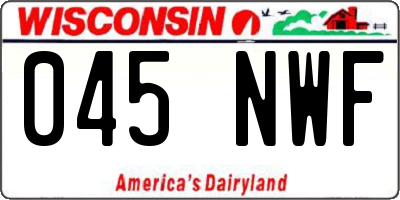 WI license plate 045NWF