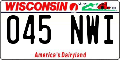 WI license plate 045NWI