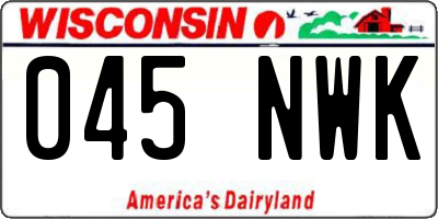 WI license plate 045NWK