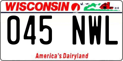 WI license plate 045NWL