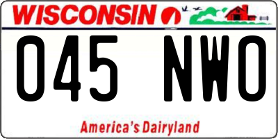 WI license plate 045NWO