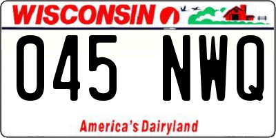WI license plate 045NWQ