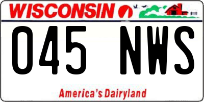 WI license plate 045NWS