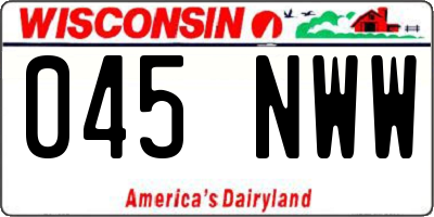 WI license plate 045NWW