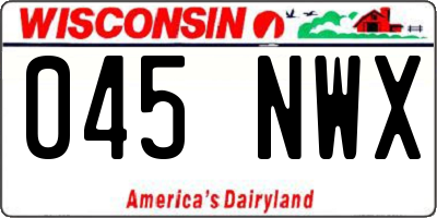 WI license plate 045NWX