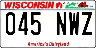 WI license plate 045NWZ