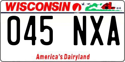 WI license plate 045NXA