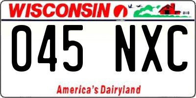 WI license plate 045NXC
