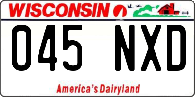 WI license plate 045NXD