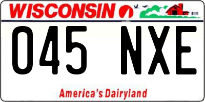 WI license plate 045NXE