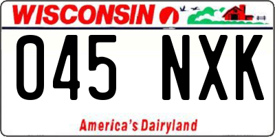 WI license plate 045NXK