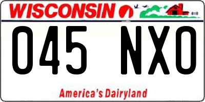 WI license plate 045NXO