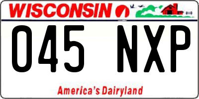 WI license plate 045NXP