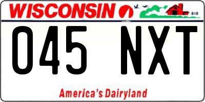 WI license plate 045NXT